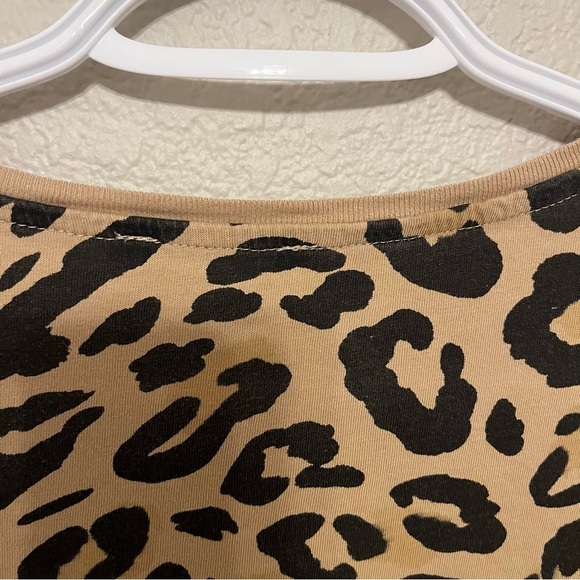 Zara Leopard Print Brown and Black Short Sleeve Top Size Medium - Picture 7 of 11
